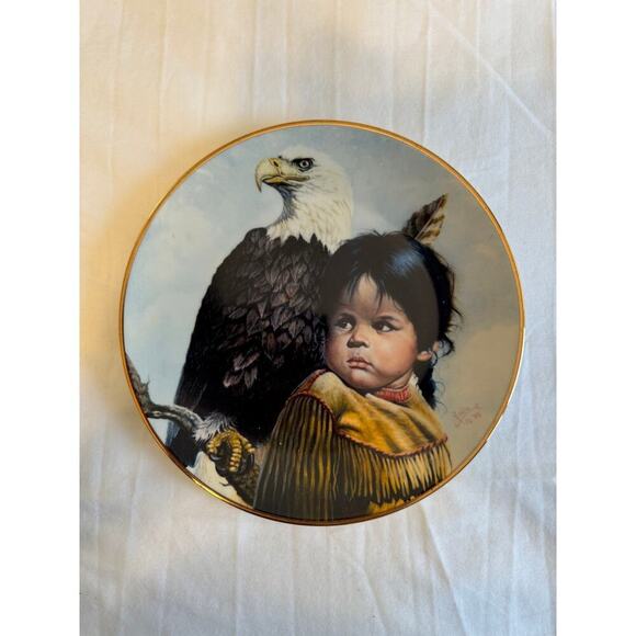 Brave & Free Collectors Plate by Perillo Pride of America Indians Brave Shadow - Picture 4 of 8